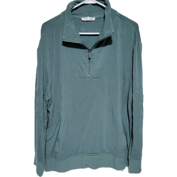 Workshop Republic Clothing Pullover XL Womens 1/4 Zip Sweatshirt Green Soft Cozy - Picture 1 of 3